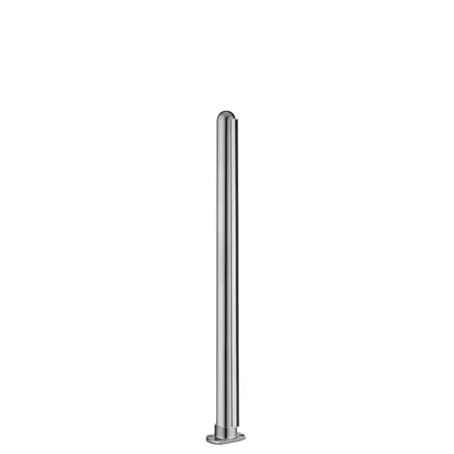 24" Tall Divider Post Dome Top Cap Cut Flange End Mount And Post Polished Stainless Steel Finish 24" Tall Divider Post Dome Top Cap Cut Flange End Mount And Post Polished Stainless Steel Finish