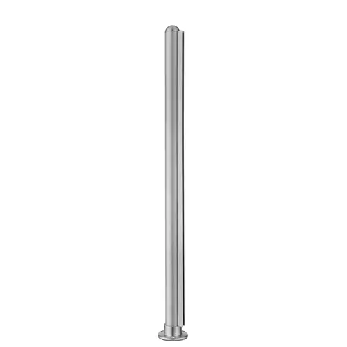 30" Tall Divider Post Dome Top Cap Flange End Mount And Post Satin Stainless Steel Finish 30" Tall Divider Post Dome Top Cap Flange End Mount And Post Satin Stainless Steel Finish