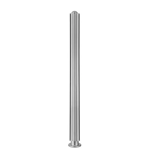 30" Tall Divider Post Dome Top Cap Flange Corner Mount And Post Satin Stainless Steel Finish 30" Tall Divider Post Dome Top Cap Flange Corner Mount And Post Satin Stainless Steel Finish