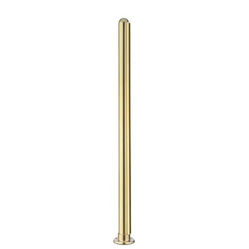 30" Tall Divider Post Dome Top Cap Flange End Mount And Post Polished Brass Finish