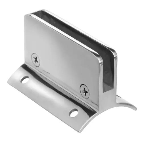 .25" Glass Panel Clip with Stop Left Type Chrome Finish .25" Glass Panel Clip with Stop Left Type Chrome Finish