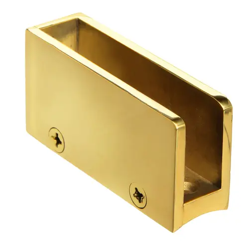 .5" Glass Panel Clip with Stop Left Type Polished Brass Finish .5" Glass Panel Clip with Stop Left Type Polished Brass Finish