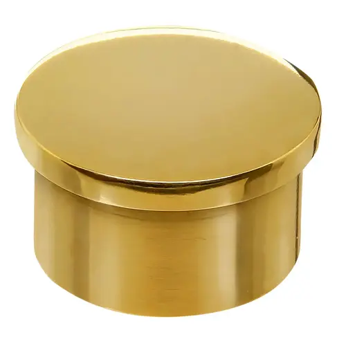 Flush End Cap For 1" Tubing Polished Brass Finish