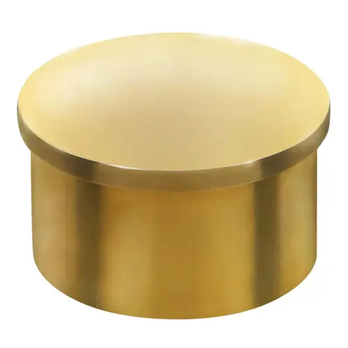 Flush End Cap For 1.5" Round Handrail Tubing 0.050" Compatible Tubing Wall Thickness Polished Brass Finish