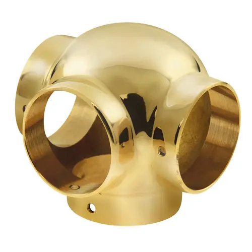 Ball Side Outlet Tee Railing Component For 1.5" Tubing Polished Brass Finish Ball Side Outlet Tee Railing Component For 1.5" Tubing Polished Brass Finish