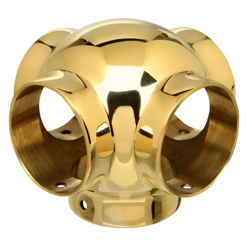 Ball Cross Fitting For Handrail And Bar Railing Polished Brass