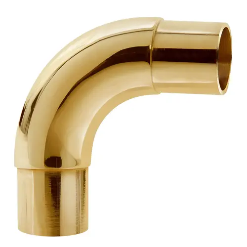 90 Degree Flush Radius Elbow Railing Fitting .050" Compatible Tubing Wall Thickness Polished Brass Finish