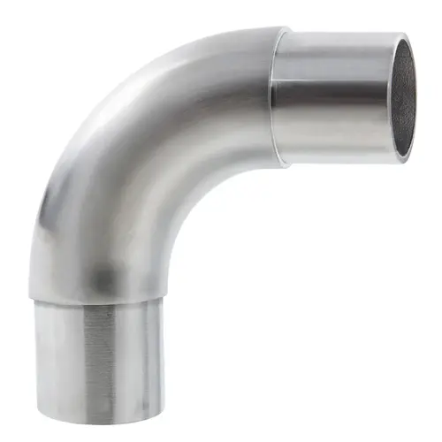 90 Degree Flush Radius Elbow Railing Fitting .050" Compatible Tubing Wall Thickness Satin Stainless Steel Finish 90 Degree Flush Radius Elbow Railing Fitting .050" Compatible Tubing Wall Thickness Satin Stainless Steel Finish