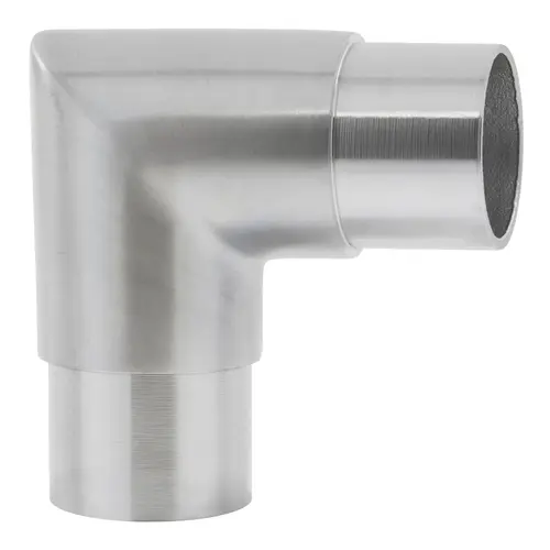 90 Degree Flush Elbow Component For Railing Systems .060" Compatible Tubing Wall Thickness Satin Stainless Steel Finish 90 Degree Flush Elbow Component For Railing Systems .060" Compatible Tubing Wall Thickness Satin Stainless Steel Finish