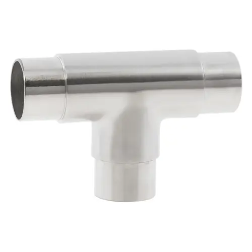 180 Degree Flush T Elbow Railing Component Satin Stainless Steel Finish
