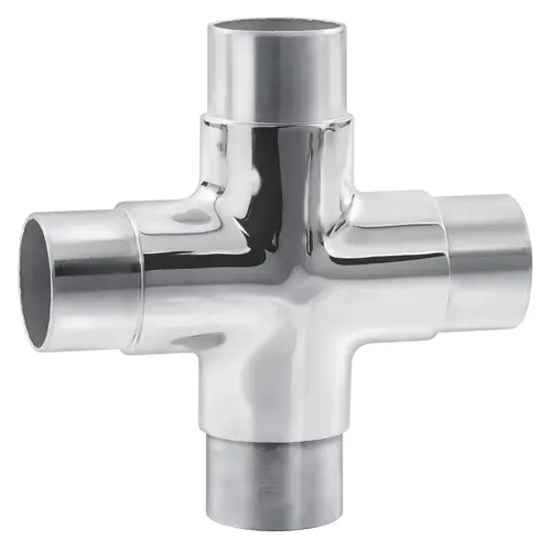 Railing Component 180 Degree Flush X Elbow Polished Stainless Steel Finish Railing Component 180 Degree Flush X Elbow Polished Stainless Steel Finish