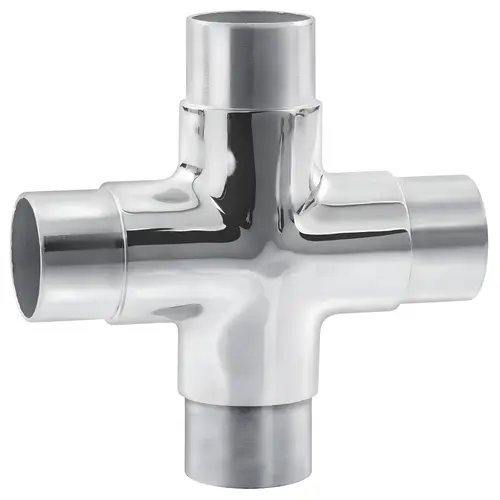 Railing Component 180 Degree Flush X Elbow Polished Stainless Steel Finish Railing Component 180 Degree Flush X Elbow Polished Stainless Steel Finish