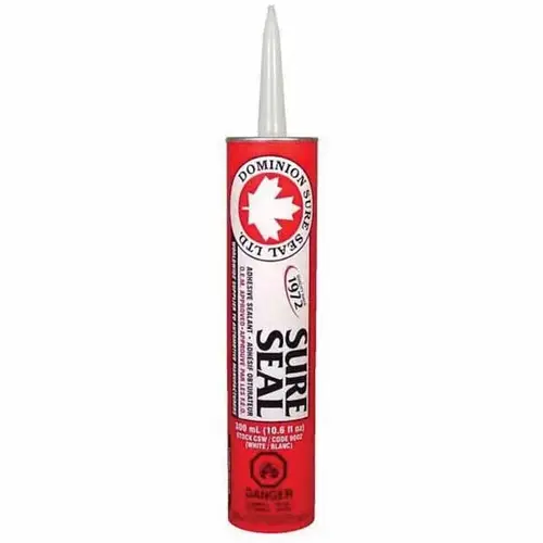 All-Purpose Sure Seal Adhesive Sealant, 300 mL Cartridge, White, Liquid, 24 hr Curing