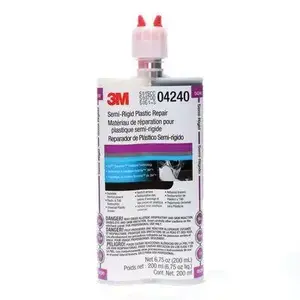 3M 04240 Semi-Rigid Plastic Repair Adhesive, 200 mL Cartridge, Liquid, Black/Clear, 1 to 1.2