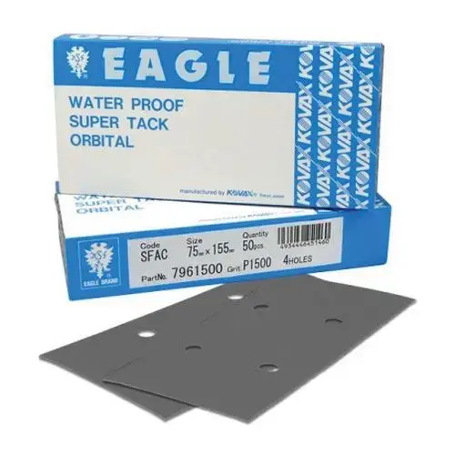 Orbital Super-Tack Sanding Sheet, 75 mm W x 155 mm L, 1200 Grit, P1200-A Grade, Silicon Carbide