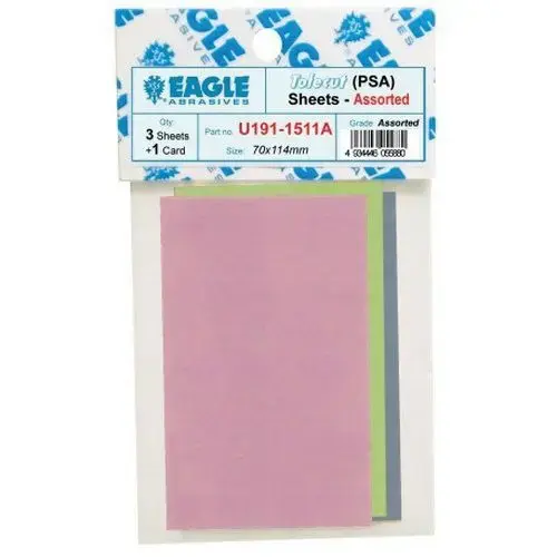 Stickon Sanding Sheet, 70 mm W x 114 mm L, 3000 Grit, K-3000 Grade, Black