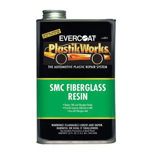 SMC Fiberglass Resin, 1 qt Can, Yellow, Liquid