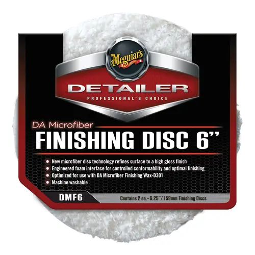 Dual Action Finishing Disc, 6 in Dia, Hook and Loop Attachment, Microfiber Pad