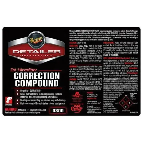 Secondary Label, Legend: Da Microfiber Correction Compound, Use With: Bottle