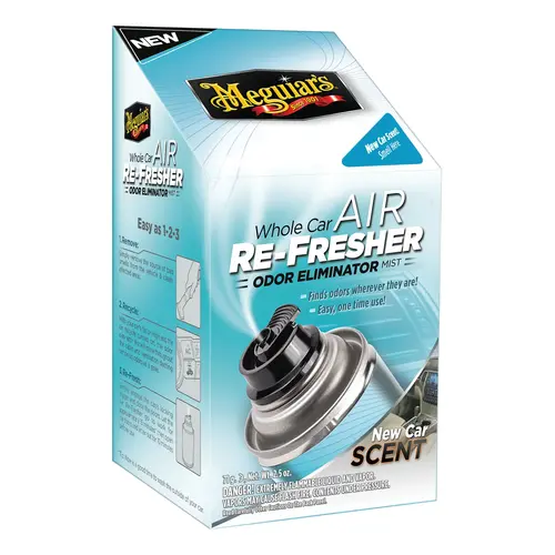 Whole Car Air Re-Fresher, 2.5 oz Aerosol Can, Clear, Liquid, New Car Whole Car Air Re-Fresher, 2.5 oz Aerosol Can, Clear, Liquid, New Car