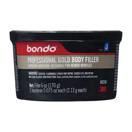 00230 Professional Gold Body Filler, 6 oz Can, White, Liquid 00230 Professional Gold Body Filler, 6 oz Can, White, Liquid