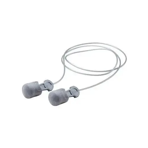 Corded Ear Plug, 29 dB Noise Reduction Rating, Polyurethane Foam, Silver Corded Ear Plug, 29 dB Noise Reduction Rating, Polyurethane Foam, Silver