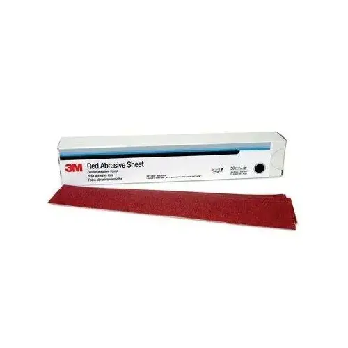 0 316U Series Abrasive Sheet, 2-3/4 in W x 16-1/2 in L, P150 Grit, Medium Grade, Red, Dry