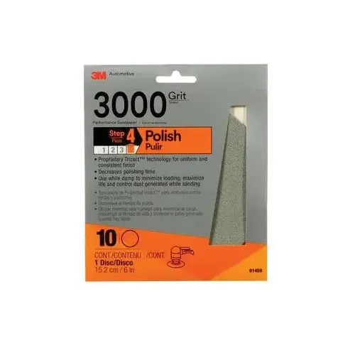 0 Abrasive Disc, 6 in Dia, 3000 Grit, Hook and Loop, Gray 0 Abrasive Disc, 6 in Dia, 3000 Grit, Hook and Loop, Gray