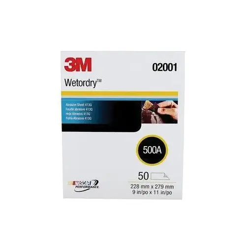 0 413Q Series Abrasive Sheet, 9 in W x 11 in L, 500 Grit, Fine Grade, Black 0 413Q Series Abrasive Sheet, 9 in W x 11 in L, 500 Grit, Fine Grade, Black