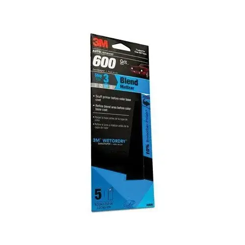 0 Sandpaper, 3-2/3 in W x 9 in L, 600 Grit, Silicon Carbide Abrasive, Black, Wet/Dry