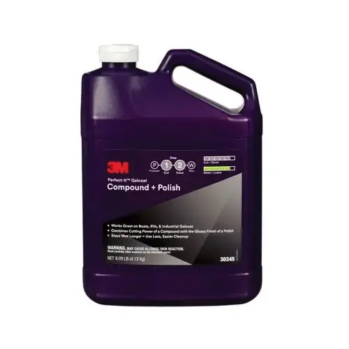 Gelcoat Compound + Polish, 1 gal Bottle, White, Liquid Gelcoat Compound + Polish, 1 gal Bottle, White, Liquid