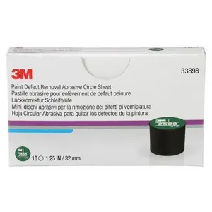 3M 33898 Abrasive Circle Sheet, 32 mm W, 2500 Grit, Fine Grade, Aluminum Oxide Abrasive, Green, Wet/Dry