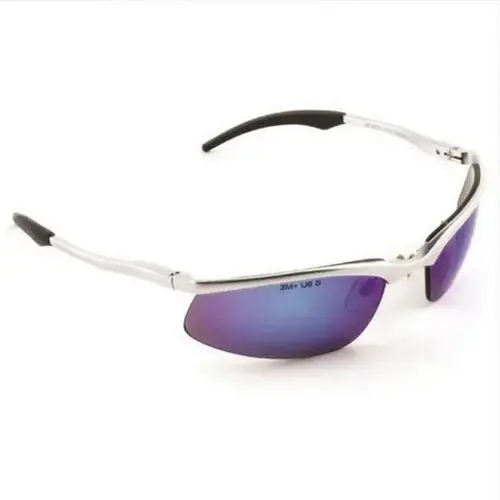 1400 Series Safety Sunwear, Universal Size, Blue Mirror Lens, Silver Frame