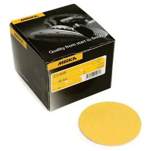 23608080 23 Series Semi-Open Coated Grip-On Sanding Disc, 3 in, P80 Grit, Aluminum Oxide Gold