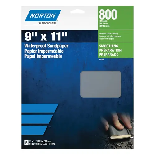 00496 T214 Series Sanding Sheet, 9 in W x 11 in L, P600 Grit, Ultra Fine Grade Black