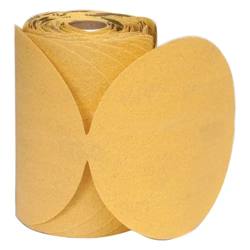 83816 A296 Series Sanding Disc Roll, 6 in, P100 Grit, Aluminum Oxide, PSA Attachment Gold