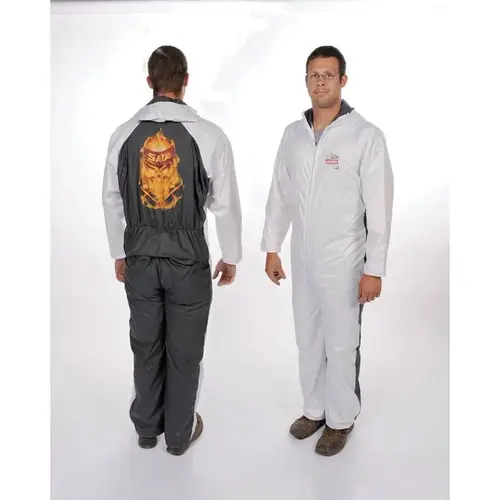 Pro Series Paint Suit, Large, White/Gray, Elastic Waist