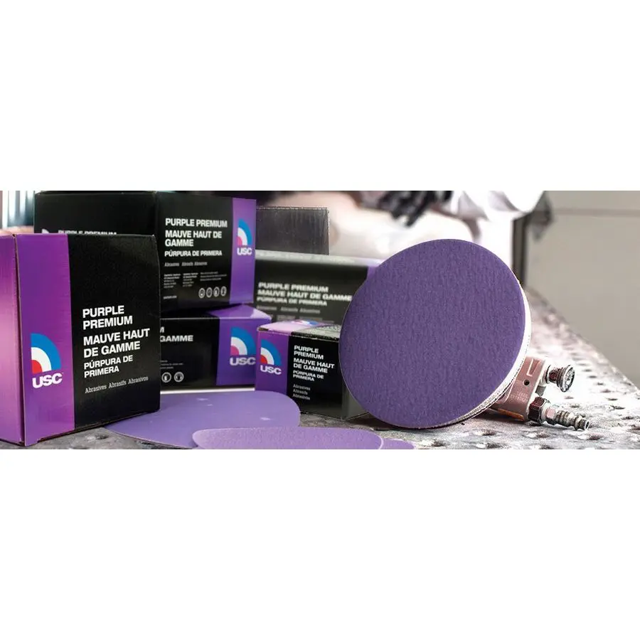 USC Sanding Disc 6 in Dia P120 Grit Film Backing Wet/Dry PSA Attachment Purple 991308 USC Sanding Disc 6 in Dia P120 Grit Film Backing Wet/Dry PSA Attachment Purple 991308