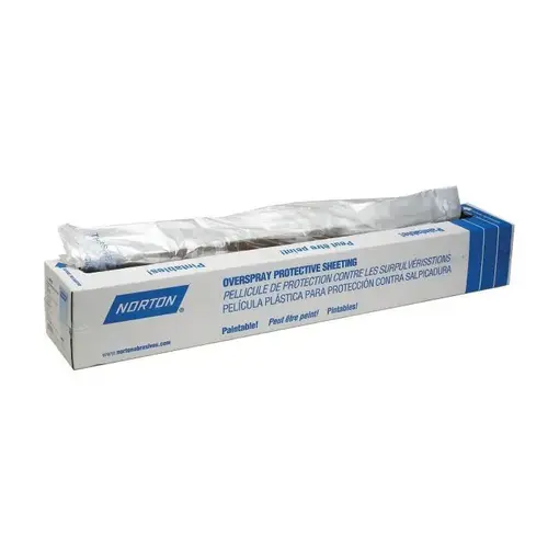 06728 Overspray Sheeting, 16 ft W x 400 ft L, 0.4 mil THK, Plastic, Clear 06728 Overspray Sheeting, 16 ft W x 400 ft L, 0.4 mil THK, Plastic, Clear