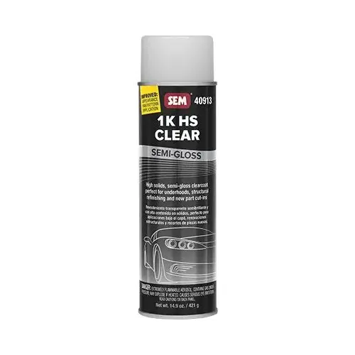1K HS Clear, 20 oz Aerosol Can, Semi-Gloss, 12.8% Solids Content 1K HS Clear, 20 oz Aerosol Can, Semi-Gloss, 12.8% Solids Content