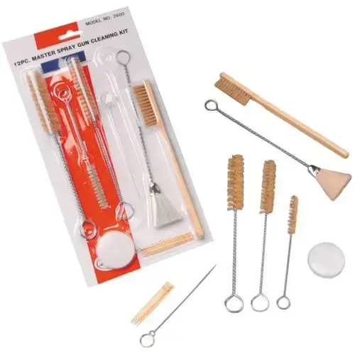 A 12 Piece Set Of Cleaners And Brushes To Fit All Spray Guns