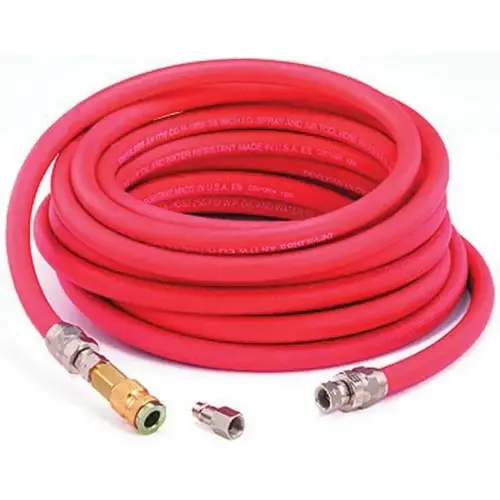 3-Piece Reusable Air Hose Assembly, 25 ft, 3/8 in ID x 11/16 in OD, Synthetic Rubber