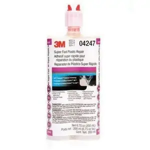 3M 04247 Super Fast Plastic Repair, 200 mL Duo-Pak Cartridge, Viscous, Clear, 1 to 4 hr Curing