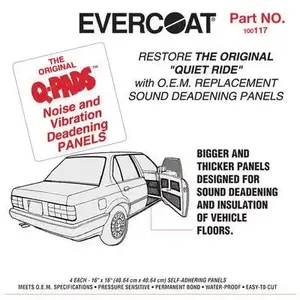 Evercoat 100117 Sound Deadening Panel, 16 x 16 in, Fiberglass, Black