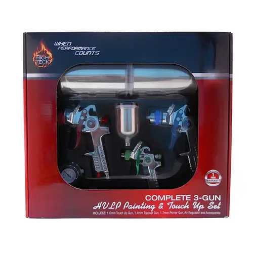 High Teck Complete 3-Gun HVLP Paint & Touch Up Set