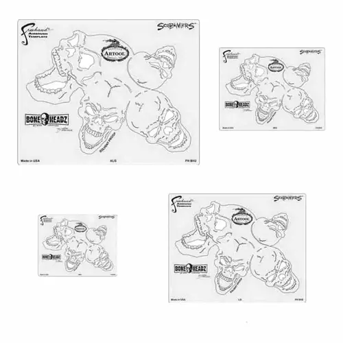 Boneheadz Series Freehand Airbrush Template Set, Mylar, Transparent Boneheadz Series Freehand Airbrush Template Set, Mylar, Transparent