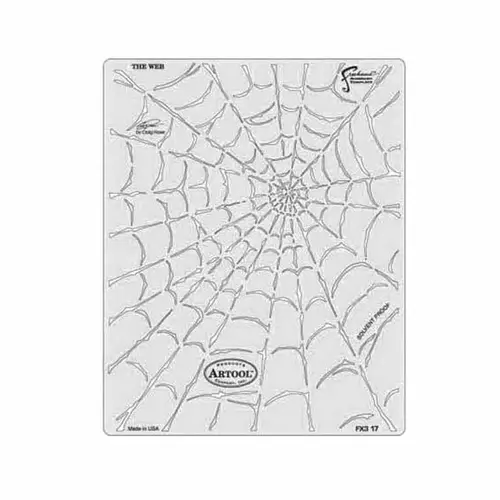 FX3 Series The Web Freehand Airbrush Template, 10 in L x 8 in W Transparent