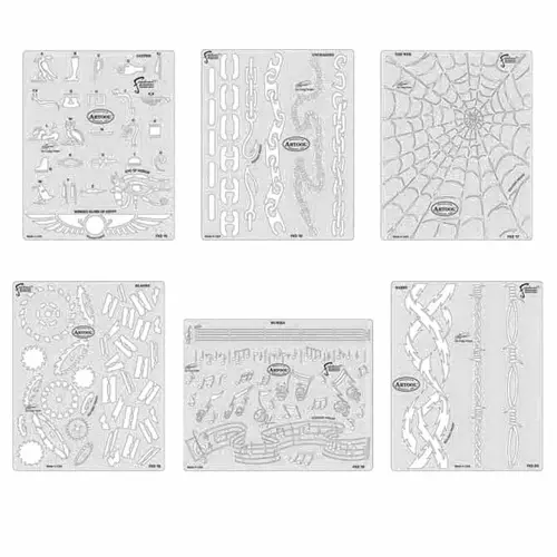 FX3 Series Freehand Airbrush Template Set, Mylar, Transparent