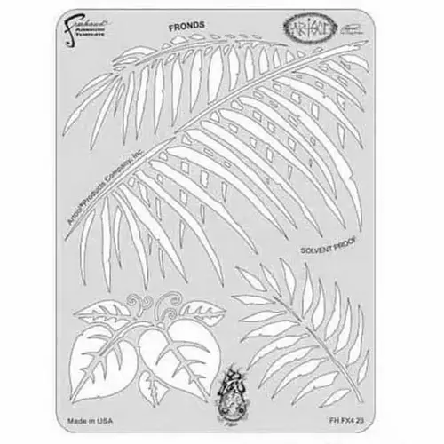 FX4 Series Fronds Freehand Airbrush Template, 10 in L x 8 in W Transparent