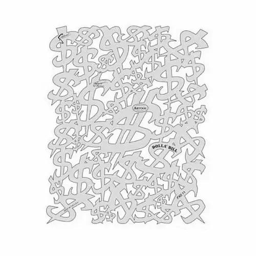 FX-II-11 FX II Series Dolla Bill Freehand Airbrush Template, 10 in L x 8 in W Transparent